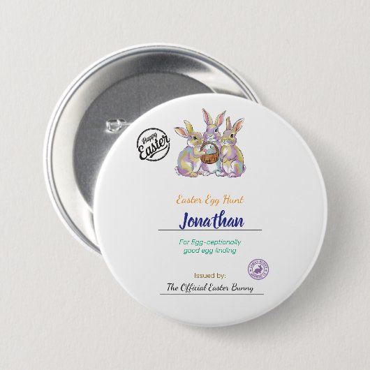 Gepersonaliseerde paaseieren van kinderen ronde button 7,6 cm (Voorkant /achterkant)