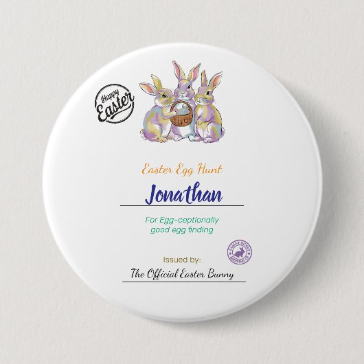 Gepersonaliseerde paaseieren van kinderen ronde button 7,6 cm (Voorkant)