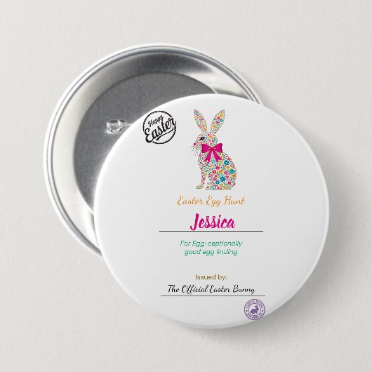 Gepersonaliseerde paaseieren van kinderen ronde button 7,6 cm (Voorkant /achterkant)