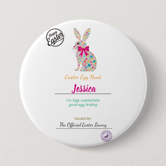 Gepersonaliseerde paaseieren van kinderen ronde button 7,6 cm (Voorkant)