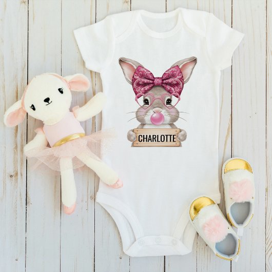 Gepersonaliseerde Paashaas Baby Bodysuit voor Meis