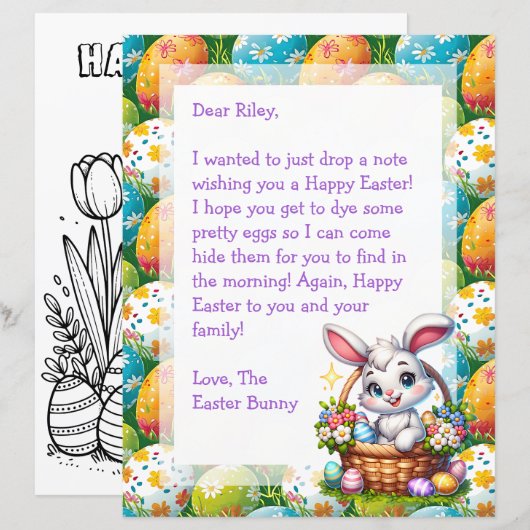 Gepersonaliseerde paashaas brief voor kinderen (Voorkant / Achterkant)