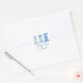Gepersonaliseerde Paashaas Coquette Blauw Wit Vierkante Sticker (Envelop)