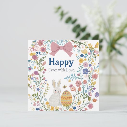 Gepersonaliseerde paashaas, ei en krans save the date (Staand voorkant)