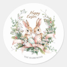 Gepersonaliseerde paashaas, ei en krans Sticker