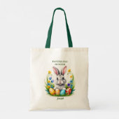 Gepersonaliseerde paashaas eierjacht Canvas tas (Achterkant)