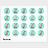 Gepersonaliseerde paashaas en mand ronde sticker (Vel)