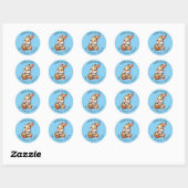 Gepersonaliseerde paashaas en mand ronde sticker (Vel)
