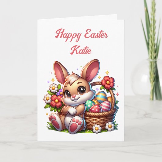 Gepersonaliseerde paashaas + kleurplaat kaart (Voorkant)