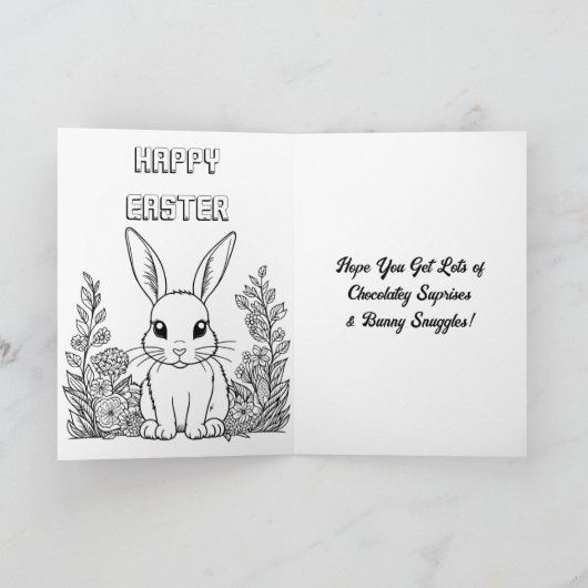 Gepersonaliseerde paashaas + kleurplaat kaart (Binnen)