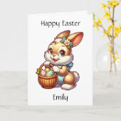 Gepersonaliseerde Paashaas + Kleurplaat Kinderen Kaart (Gele Bloem)