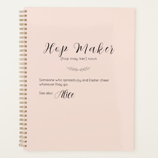 Gepersonaliseerde Paashaas Planner – Zacht Roze (Voorkant)