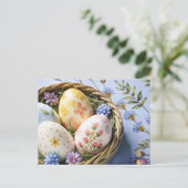 Gepersonaliseerde Paaskaart met geschilderde eiere Feestdagenkaart (Staand voorkant)