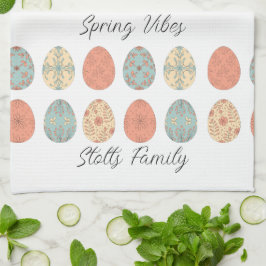 Gepersonaliseerde Paaskeuken Handdoek – Pastel Blo