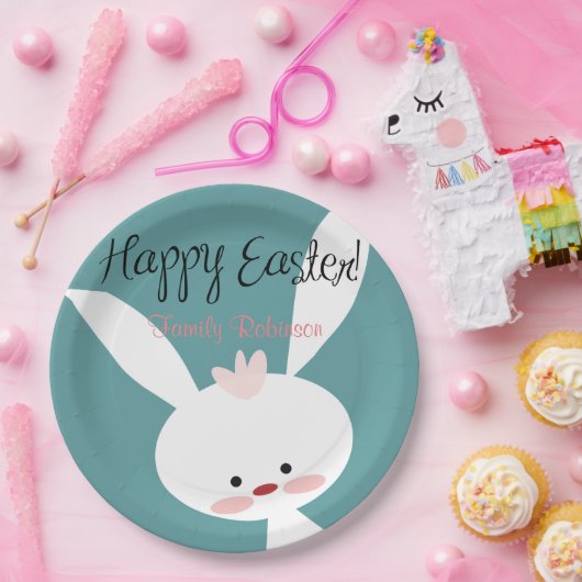Gepersonaliseerde paaspapier Borden schattig konij Papieren Bordje (Feest)