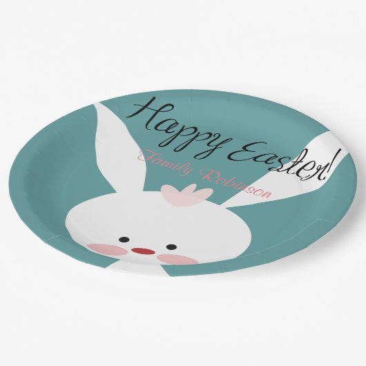 Gepersonaliseerde paaspapier Borden schattig konij Papieren Bordje (Gekanteld)