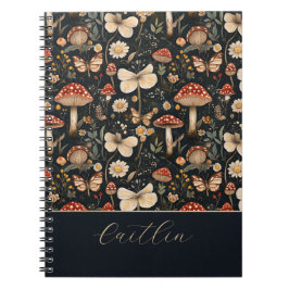Gepersonaliseerde Paddenstoelen en bloemen Cottage Notitieboek