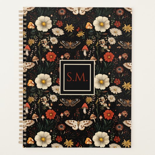 Gepersonaliseerde Paddenstoelen en bloemen Cottage Planner (Voorkant)