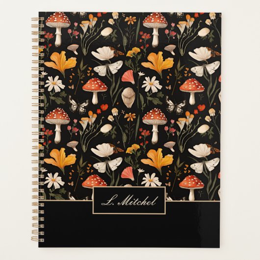 Gepersonaliseerde Paddenstoelen en bloemen Cottage Planner (Voorkant)