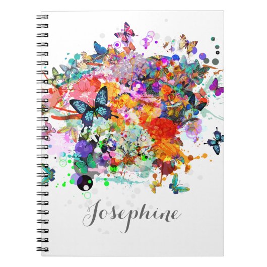 Gepersonaliseerde Paint splash Vlinders Pop Art Notitieboek (Voorkant)