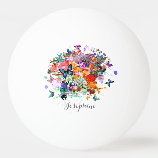 Gepersonaliseerde Paint splash Vlinders Pop Art Pingpongbal (Voorkant)