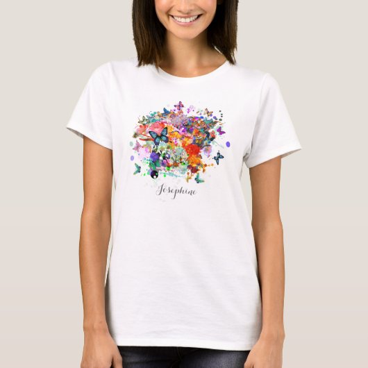 Gepersonaliseerde Paint splash Vlinders Pop Art T-shirt (Voorkant)