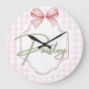 Gepersonaliseerde Paisley Baby Girl Nursery Gingha Grote Klok