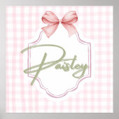 Gepersonaliseerde Paisley Baby Girl Nursery Gingha Poster (Voorkant)