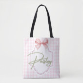 Gepersonaliseerde Paisley Baby Girl Nursery Gingha Tote Bag (Voorkant)