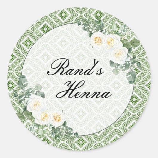 Gepersonaliseerde Palestijnse Henna Flower Sticker (Voorkant)