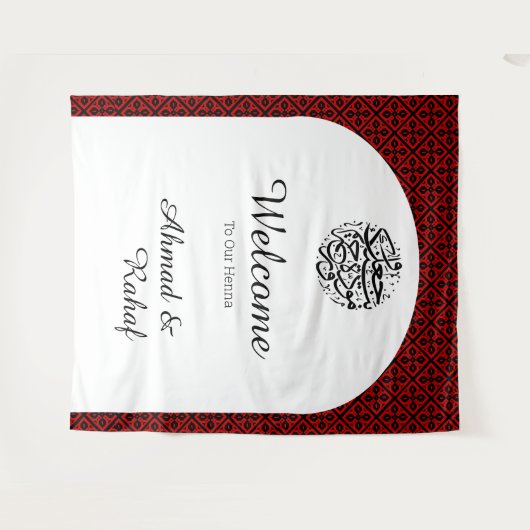 Gepersonaliseerde Palestijnse henna foto achtergro Wandkleed (Voorkant (horizontaal))