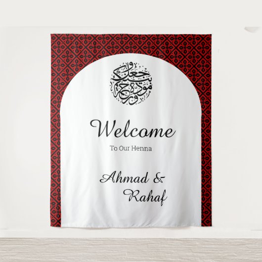 Gepersonaliseerde Palestijnse henna foto achtergro Wandkleed (Voorkant)