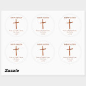 Gepersonaliseerde Palm Cross Gelukkig Pasen Cognac Ronde Sticker (Vel)