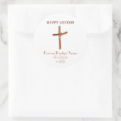 Gepersonaliseerde Palm Cross Gelukkig Pasen Cognac Ronde Sticker (Tas)