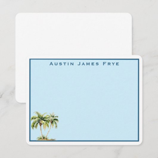 Gepersonaliseerde Palm Tree Border briefpapier not Notitiekaartje (Voorkant / Achterkant)