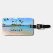 Gepersonaliseerde Palm Tree Sandy Beach Bagagelabe Bagagelabel (Voorkant horizontaal)