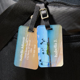 Gepersonaliseerde Palm Tree Sandy Beach Bagagelabe Bagagelabel