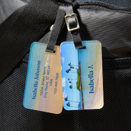 Gepersonaliseerde Palm Tree Sandy Beach Bagagelabe Bagagelabel