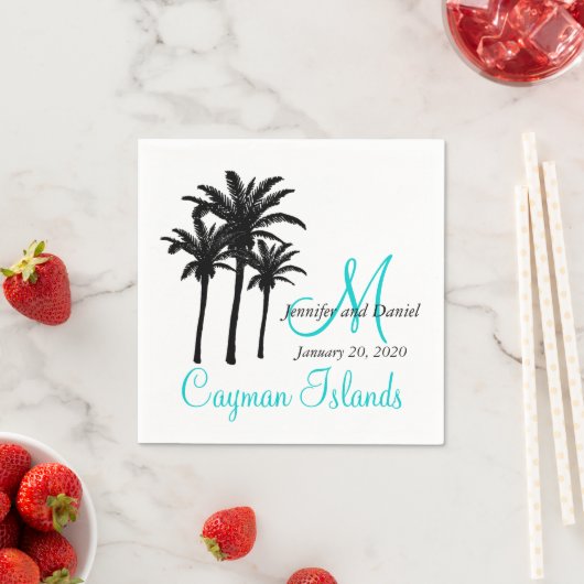 Gepersonaliseerde Palm Trees Strand Trouwpapier Se Servetten (Insitu)