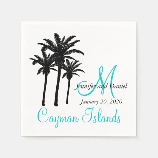Gepersonaliseerde Palm Trees Strand Trouwpapier Se Servetten (Voorkant)