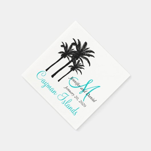 Gepersonaliseerde Palm Trees Strand Trouwpapier Se Servetten (Hoek)