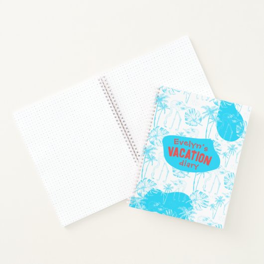 Gepersonaliseerde palmbomen en flamingo turquoise notitieboek (Binnen)