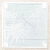 Gepersonaliseerde palmbomen op rustieke houten str glazen onderzetter (Achterkant)