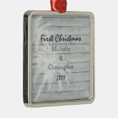 Gepersonaliseerde palmbomen ~ Wood Beach 1st Chris Metalen Ornament (Rechts)