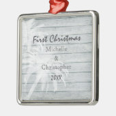 Gepersonaliseerde palmbomen ~ Wood Beach 1st Chris Metalen Ornament (Links)