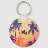 Gepersonaliseerde palmboom dubbelzijdige Sleutelha Sleutelhanger (Voorkant)