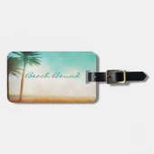 Gepersonaliseerde palmboom op het strand Bagagelab Bagagelabel (Voorkant horizontaal)