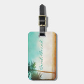 Gepersonaliseerde palmboom op het strand Bagagelab Bagagelabel (Voorkant verticaal)