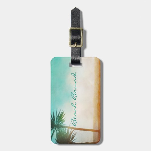 Gepersonaliseerde palmboom op het strand Bagagelab Bagagelabel (Voorkant verticaal)