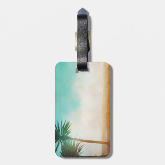 Gepersonaliseerde palmboom op het strand Bagagelab Bagagelabel (Achterkant verticaal)